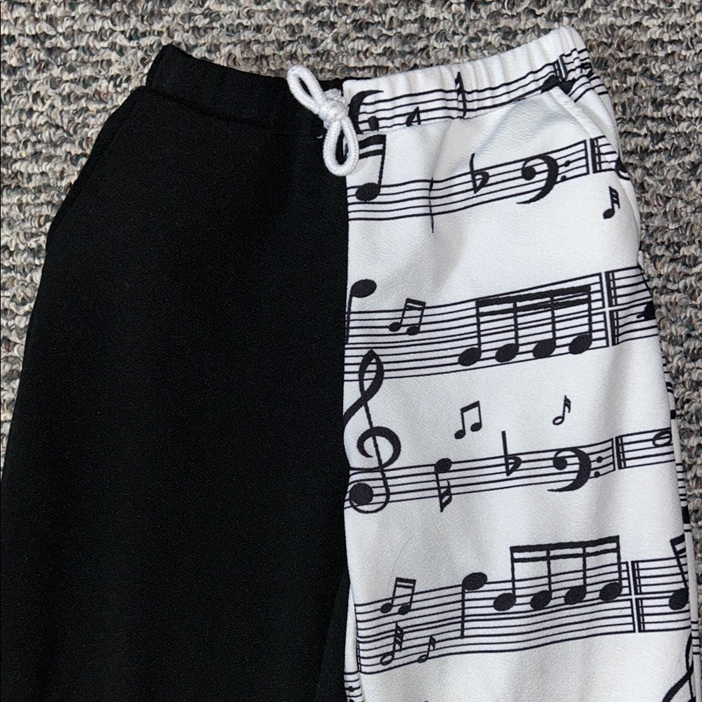 SHEIN Black and White Music Note Joggers
